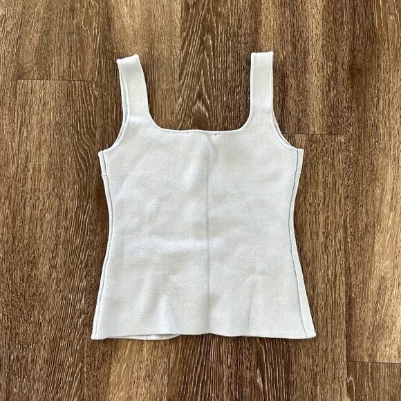 NWOT Zara Knit Corset Tank Top Light Blue Silver Button Front Size Small Pastel - Picture 6 of 15